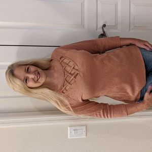 New York & Company Shimmery Pink Sweater